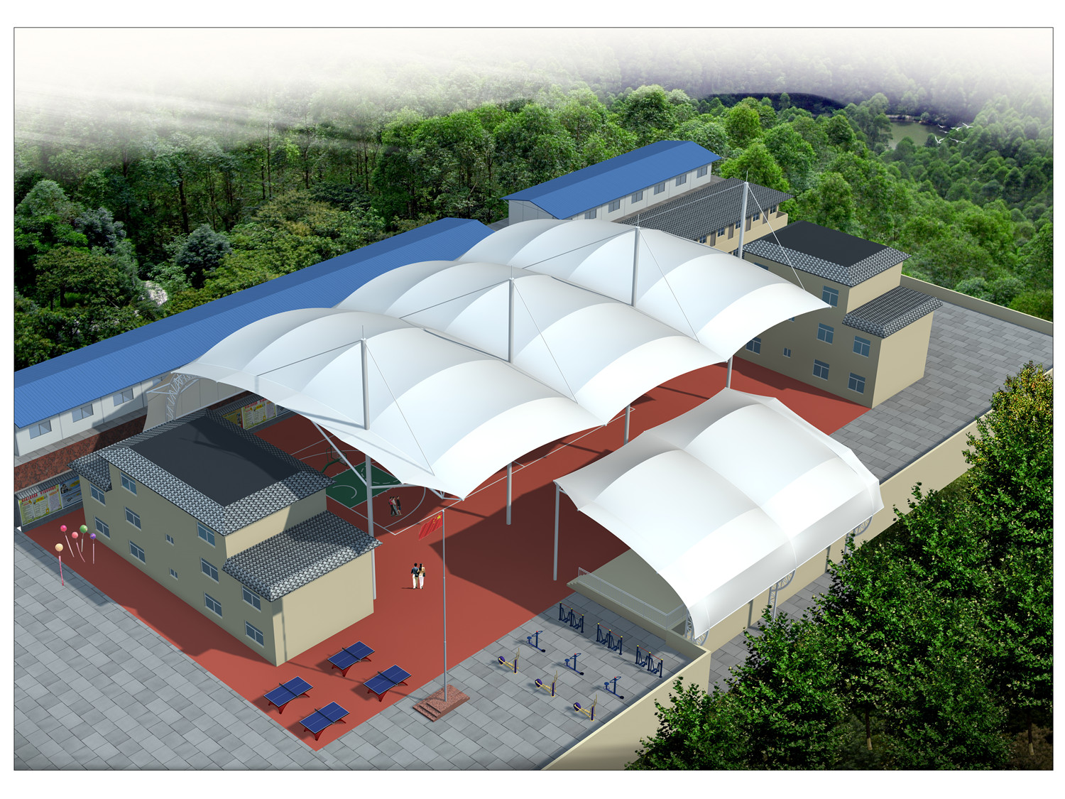 云南貢山縣捧當鄉體育場膜結構建筑